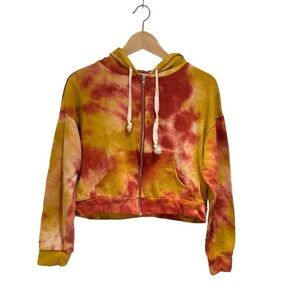 HEARTS & HIPS super soft tie dye zip up hooded sweatshirt - size S